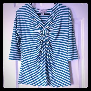 Hampshire Studio Striped 3/4 Length Shirt